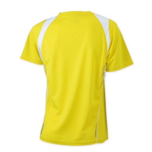 Camiseta de running amarilla de polister para mujer.