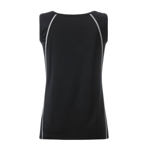 Camiseta de tirantes deportiva de polister en blanco y negro para mujer.