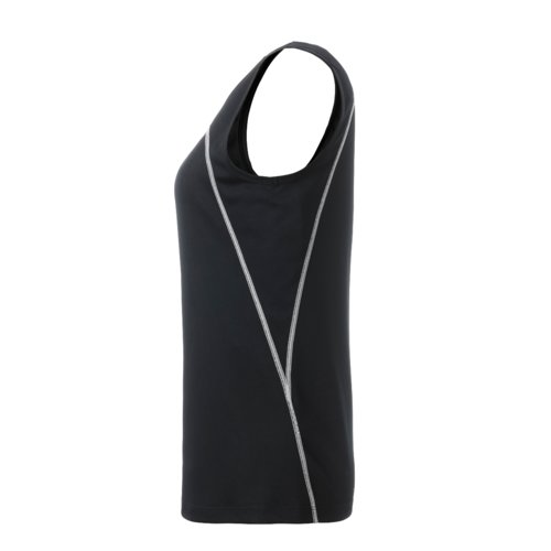 Camiseta de tirantes deportiva de polister negra y blanca para mujer.