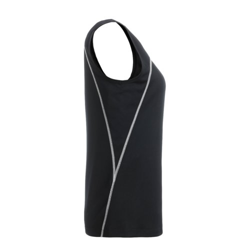 Camiseta de tirantes negra y blanca de polister para mujer.