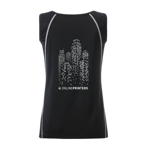 Camiseta de tirantes deportiva de polister en blanco y negro para mujer.