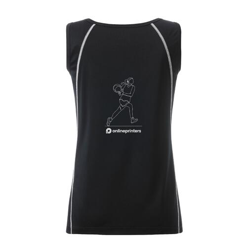 Camiseta de tirantes deportiva de poli�ster en blanco y negro para mujer.