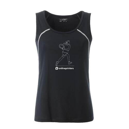 Camiseta de tirantes negra y blanca de poli�ster para mujer.