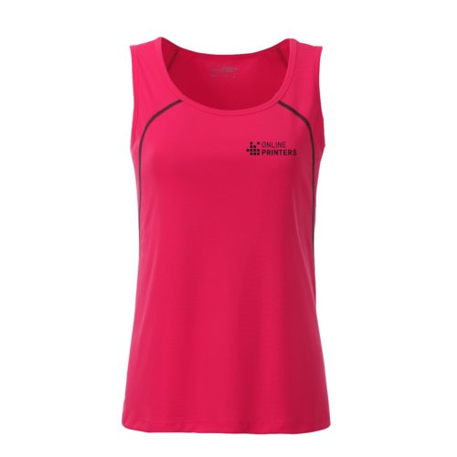 Camiseta de tirantes deportiva rosa nen/gris de polister para mujer.