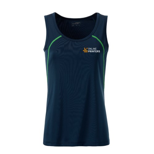 Camiseta de tirantes de polister azul marino para mujer.