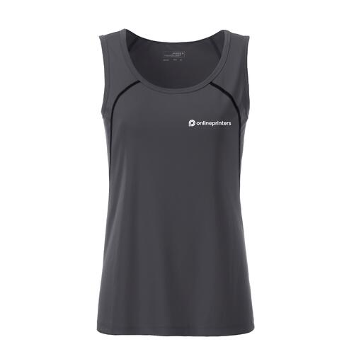 Camiseta de tirantes deportiva de poli�ster gris oscuro para mujer.