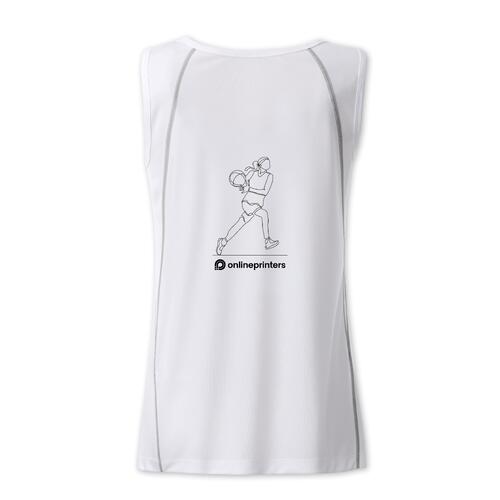 Camiseta de tirantes blanca de poli�ster para mujer con corte deportivo.