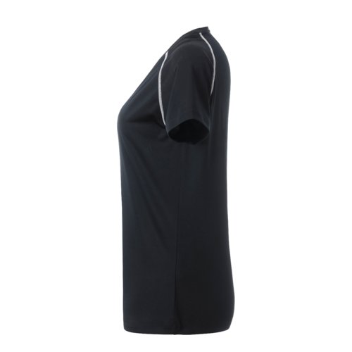 Camiseta de polister en blanco y negro para mujer.