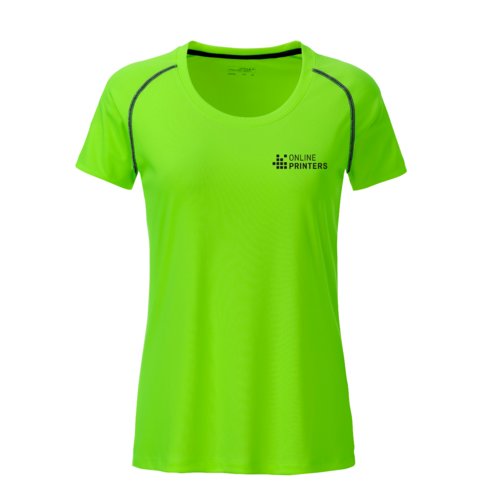 Camiseta de polister verde nen de mujer con mangas cortas.