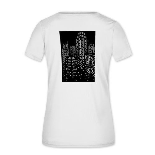 Camiseta blanca de polister con cuello en V para mujer.