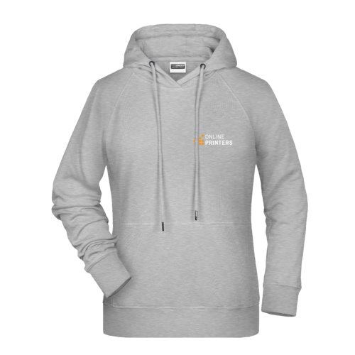 Sudadera con capucha jaspeada gris de algodn y polister para mujer con capucha y cordn.