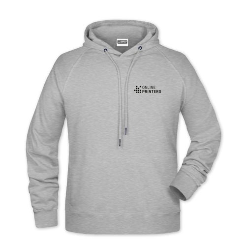 Sudadera con capucha gris jaspeado en mezcla de algodn con cordn.