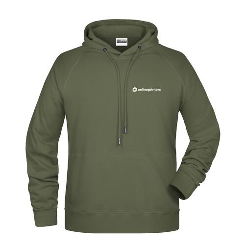 Sudadera verde de tela con capucha y cord�n para hombre.