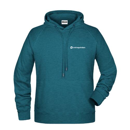 Sudadera con capucha jaspeada petr�leo en algod�n-poli�ster con capucha y cord�n.