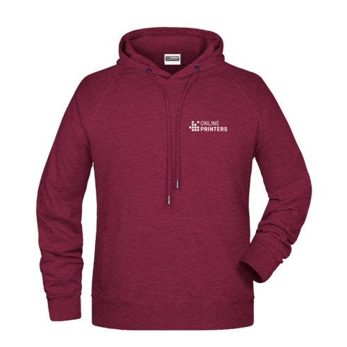 Sudadera con capucha burdeos de algodn y polister para hombre con capucha y cordn.