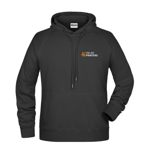 Sudadera negra de algodn y polister con capucha y cordn.