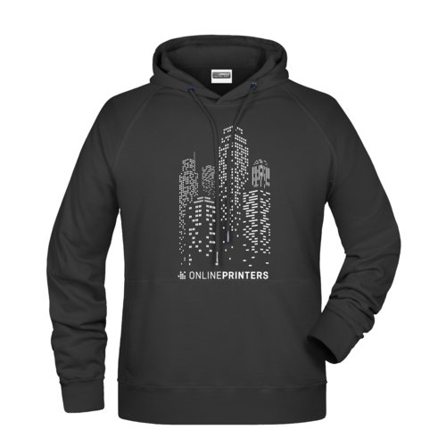 Sudadera con capucha negra de mezcla de algodn con capucha y bolsillo tipo canguro.