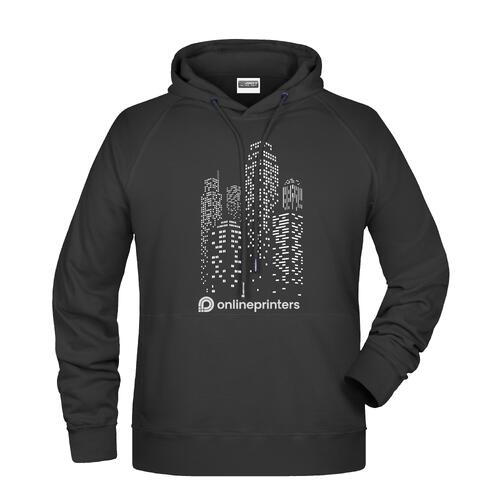 Sudadera con capucha negra de mezcla de algod�n con capucha y bolsillo tipo canguro.