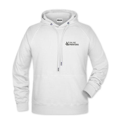 Sudadera blanca de algodn y polister para hombre con capucha y cordn.