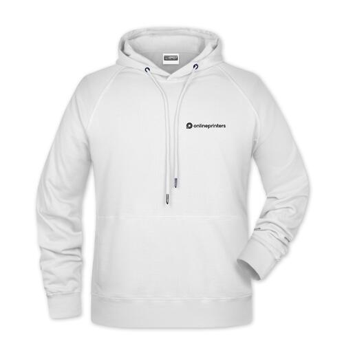 Sudadera blanca de algod�n y poli�ster para hombre con capucha y cord�n.