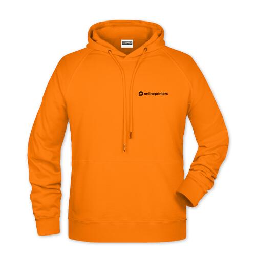 Sudadera con capucha naranja de mezcla de algod�n con cord�n, para hombres.