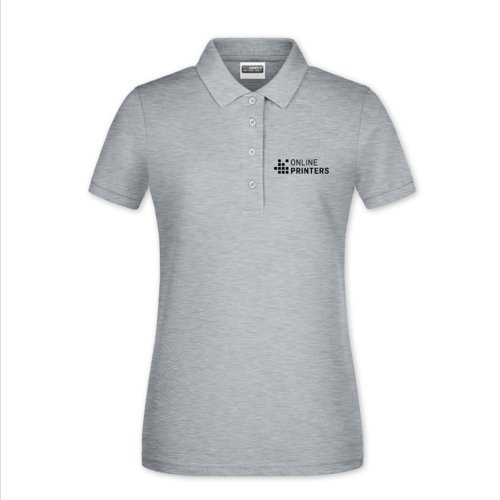Polo de mujer de algodn gris jaspeado con tapeta de botones.