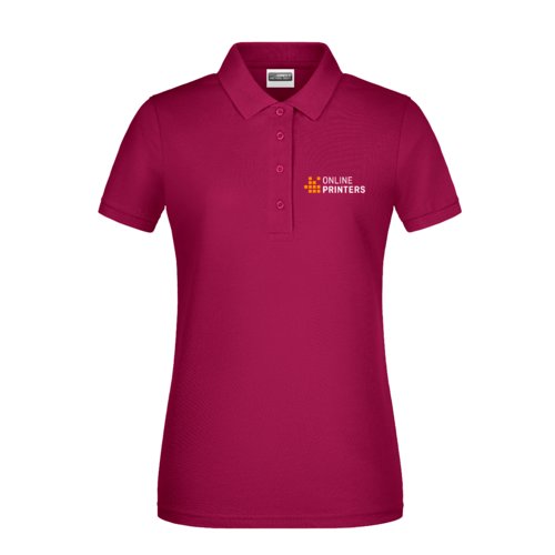 Polo de mujer de algodn burdeos con tapeta de botones corta.