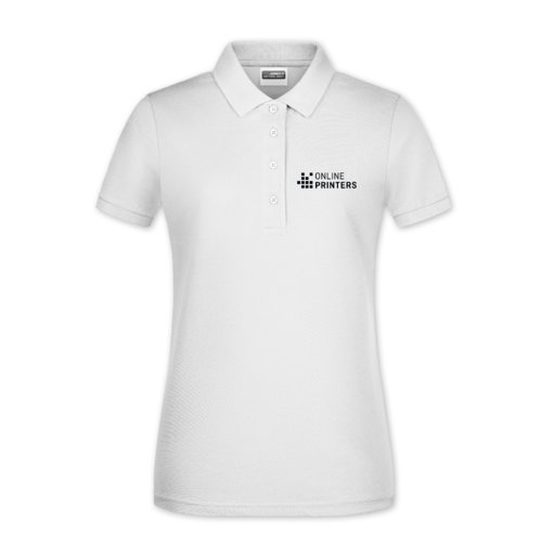 Polo blanco de algodn de corte femenino con tapeta de botones.