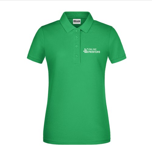 Polo de tela para mujer con tapeta de botones corta.