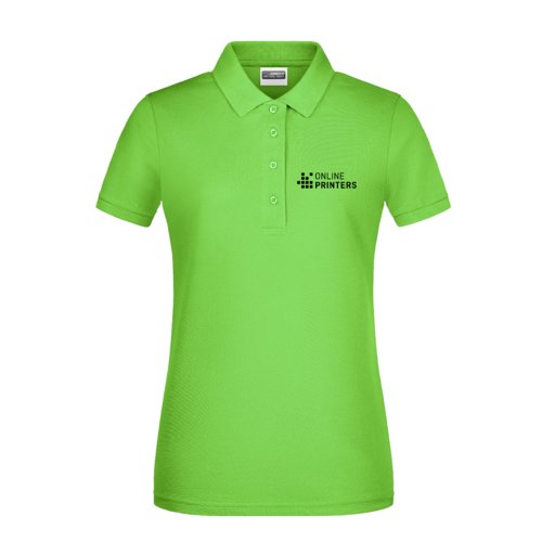 Polo de algodn verde manzana para mujer con tapeta de botones corta.