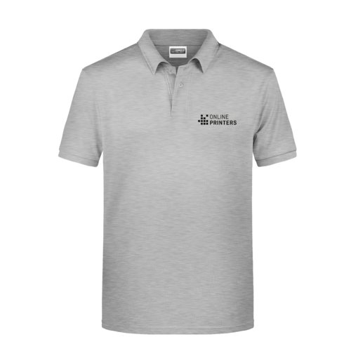 Polo de algodn gris jaspeado para hombre con tapeta de botones corta.