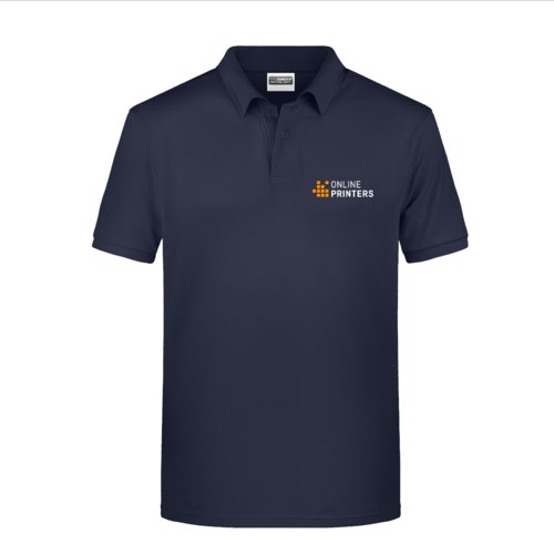 Polo de algodn azul oscuro para hombre con tapeta de botones corta.