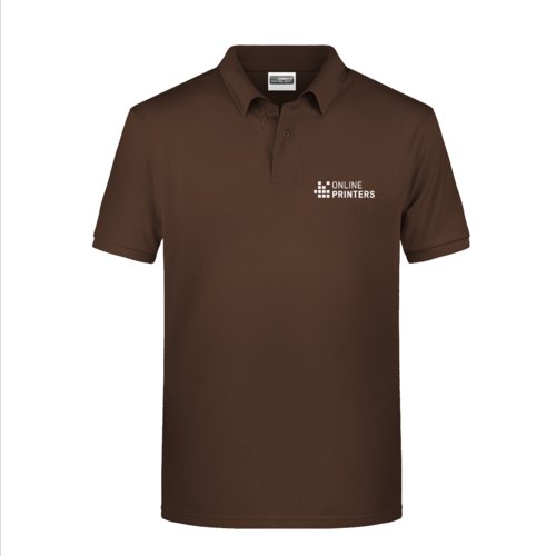 Polo marrn de algodn para hombre con tapeta de botones corta.