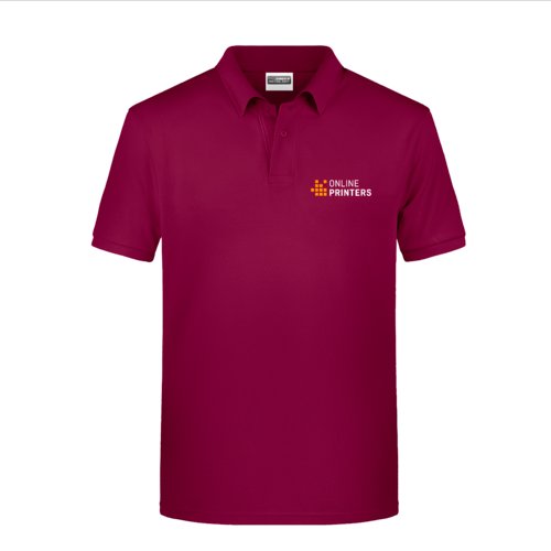 Polo de algodn burdeos para hombre con tapeta de botones corta.
