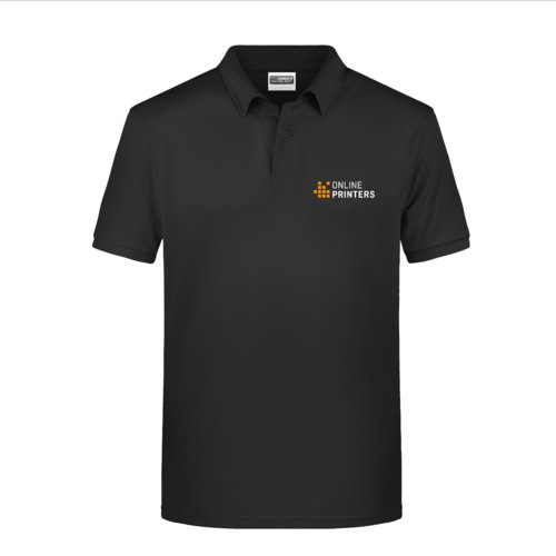 Polo negro de algodn para hombre con tapeta de botones corta.