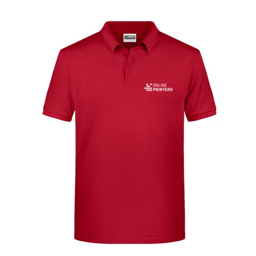 Polo rojo de algodn para hombre con tapeta de botones corta.