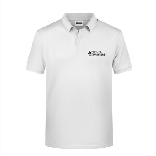 Polo blanco de algodn para hombre con tapeta de botones corta.