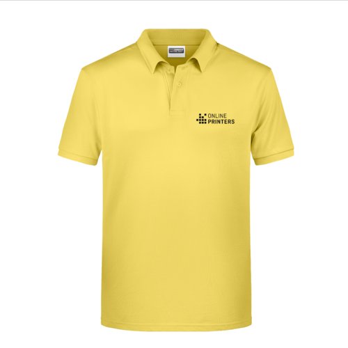 Polo amarillo de algodn con tapeta de botones corta.