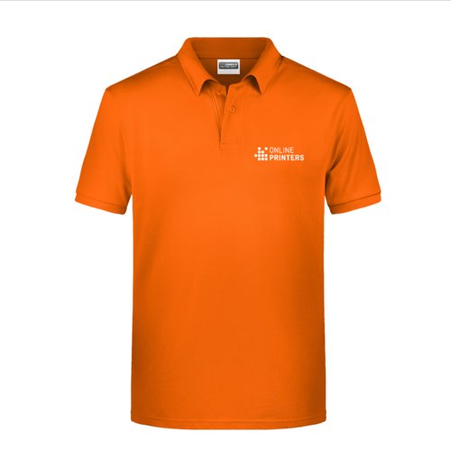 Polo naranja de algodn para hombre con tapeta de botones corta.