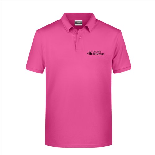 Polo de algodn rosa para hombre con tapeta de botones corta.
