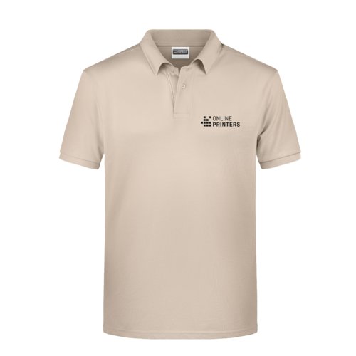 Polo beige de algodn para hombre con mangas cortas.