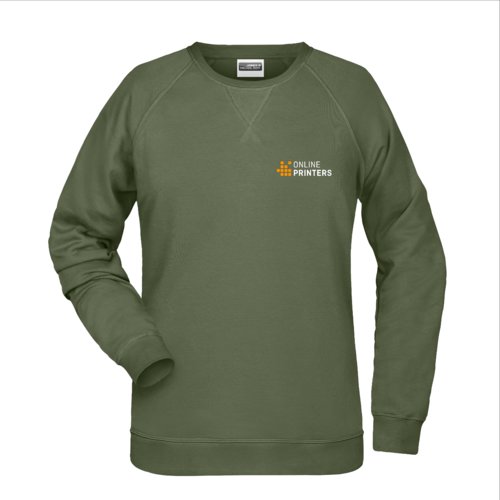 Sudadera verde de mujer hecha de material suave con cuello redondo.