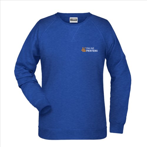 Sudadera jaspeada azul de algodn y polister para mujer.
