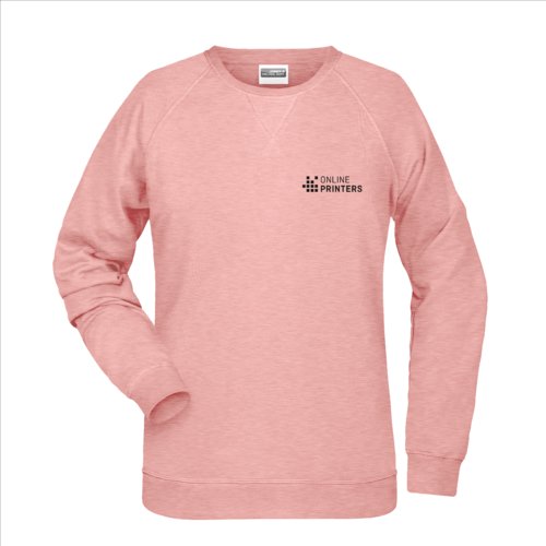 Sudadera rosa jaspeada de mezcla de algodn y polister para mujer.