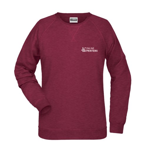 Sudadera burdeos de mezcla de algodn para mujer con cuello redondo.