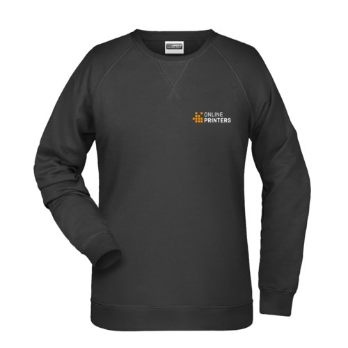 Sudadera negra de mujer en mezcla de algodn con cuello redondo.
