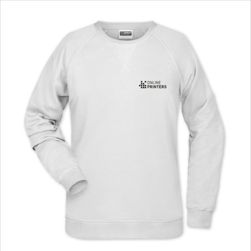 Sudadera blanca de algodn y polister para mujer con mangas largas.