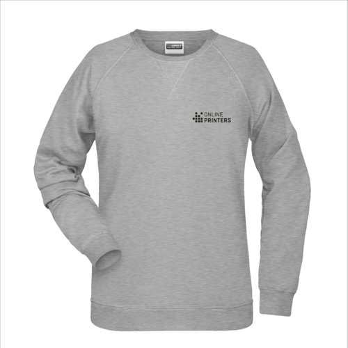 Sudadera gris jaspeada de mezcla de algodn para mujer con mangas largas.