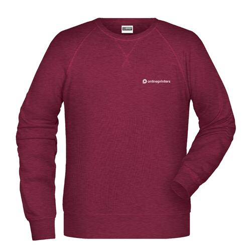Sudadera burdeos de mezcla de algod�n y poli�ster para hombre con cuello redondo.
