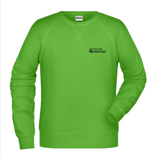 Sudadera de algodn y polister verde manzana para hombre con mangas largas.